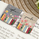 Custom Name Floral Book Lover Gifts - Personalized Leather Magnetic Bookmark