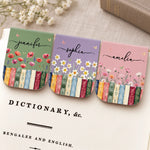 Custom Name Floral Book Lover Gifts - Personalized Leather Magnetic Bookmark