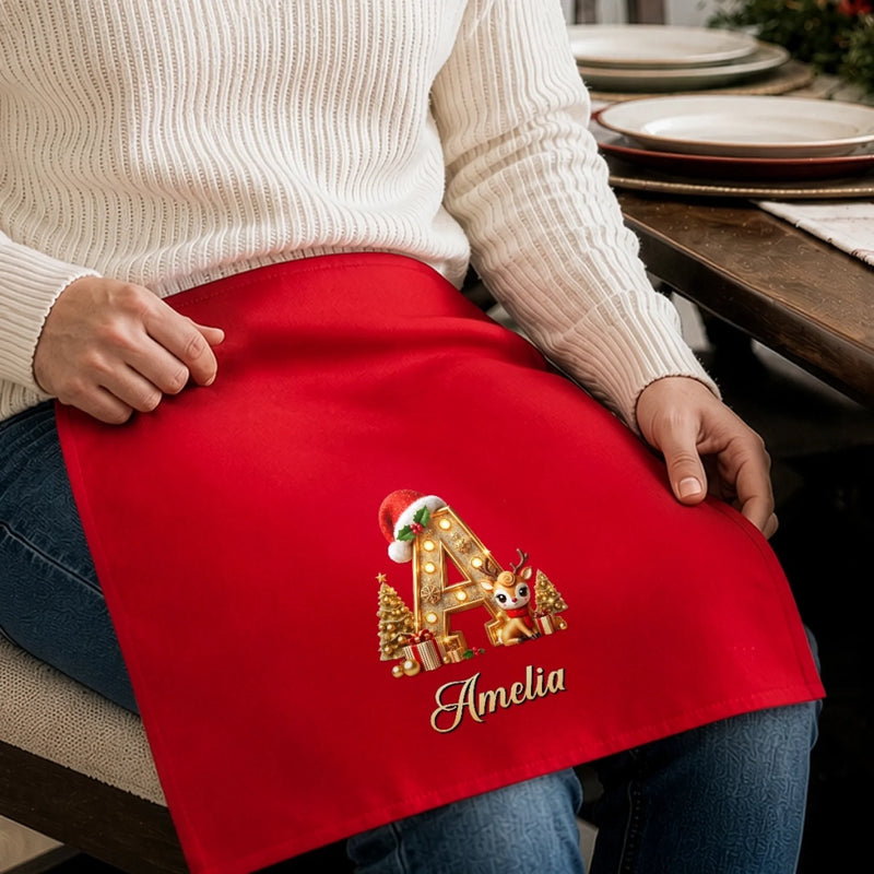 Custom Christmas Monogram Gifts - Personalized Cotton Napkin