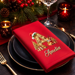 Custom Christmas Monogram Gifts - Personalized Cotton Napkin
