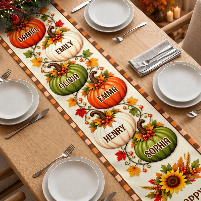 Custom Name Thanksgiving Family Gifts - Personalized Table Runner