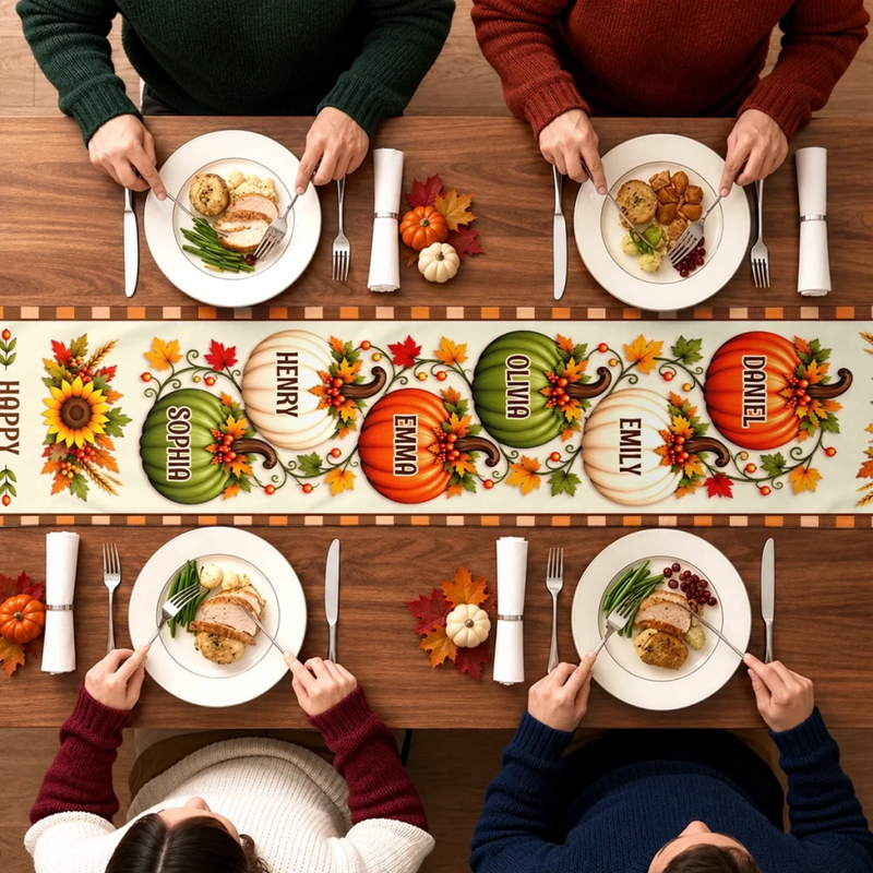 Custom Name Thanksgiving Family Gifts - Personalized Table Runner