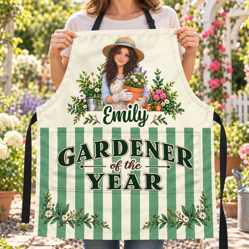 Custom Photo Floral Gifts For Gardeners - Personalized Apron With Pocket