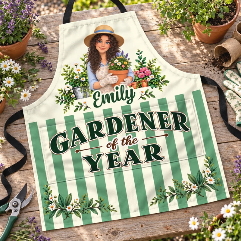 Custom Photo Floral Gifts For Gardeners - Personalized Apron With Pocket