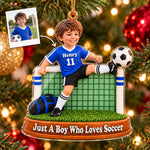 Custom Photo Soccer Christmas Gifts for Kids - Personalized Acrylic Ornament