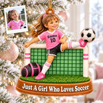 Custom Photo Soccer Christmas Gifts for Kids - Personalized Acrylic Ornament