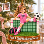 Custom Photo Soccer Christmas Gifts for Kids - Personalized Acrylic Ornament