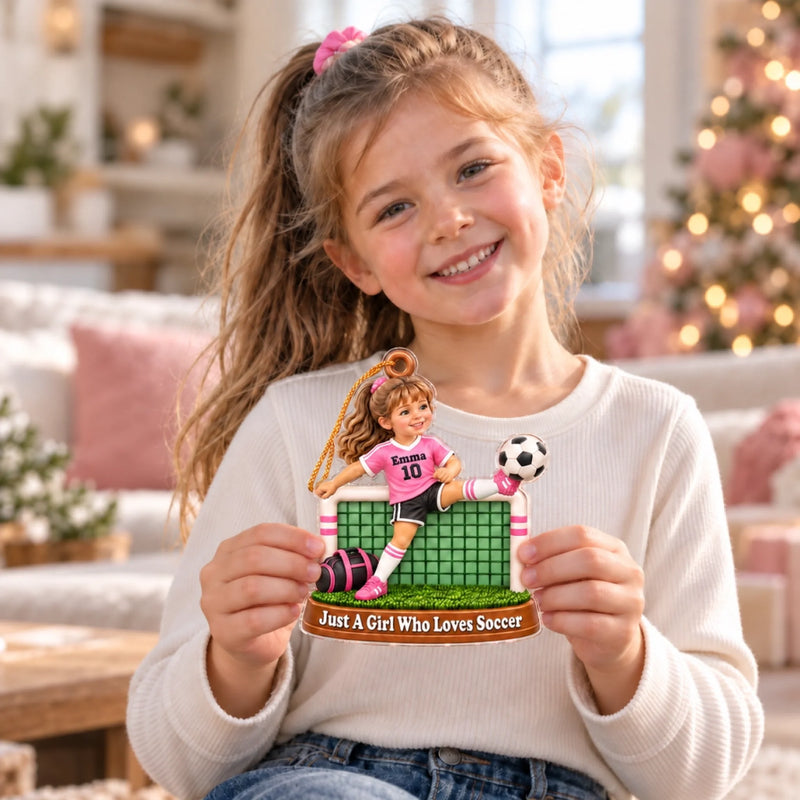 Custom Photo Soccer Christmas Gifts for Kids - Personalized Acrylic Ornament