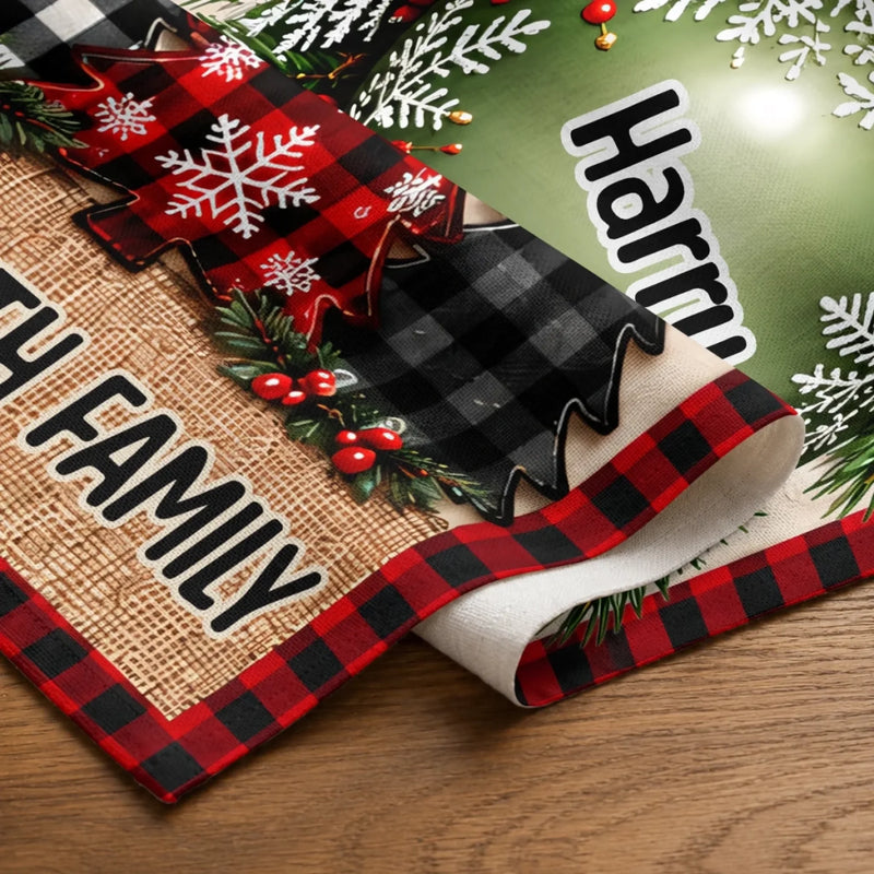 Custom Name Christmas Family Gathering Decor - Personalized Table Runner