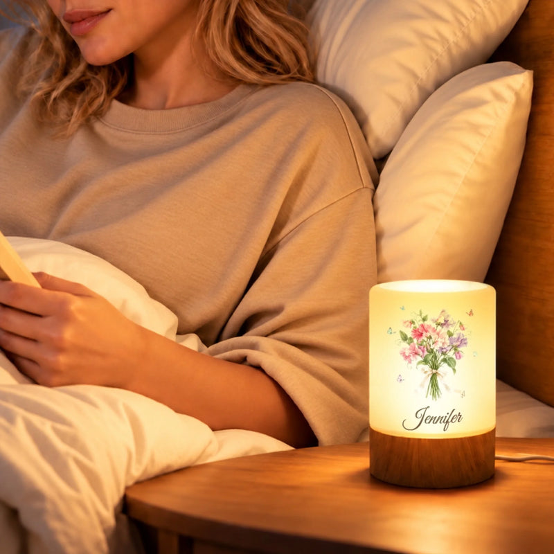 Custom Name Butterfly Bouquet Decor Gifts For Women - Personalized Dimmable Touch Night Light