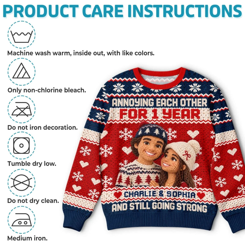 Custom Photo Annoying Each Other Christmas Gifts For Couples - Personalized Ugly Sweatshirt