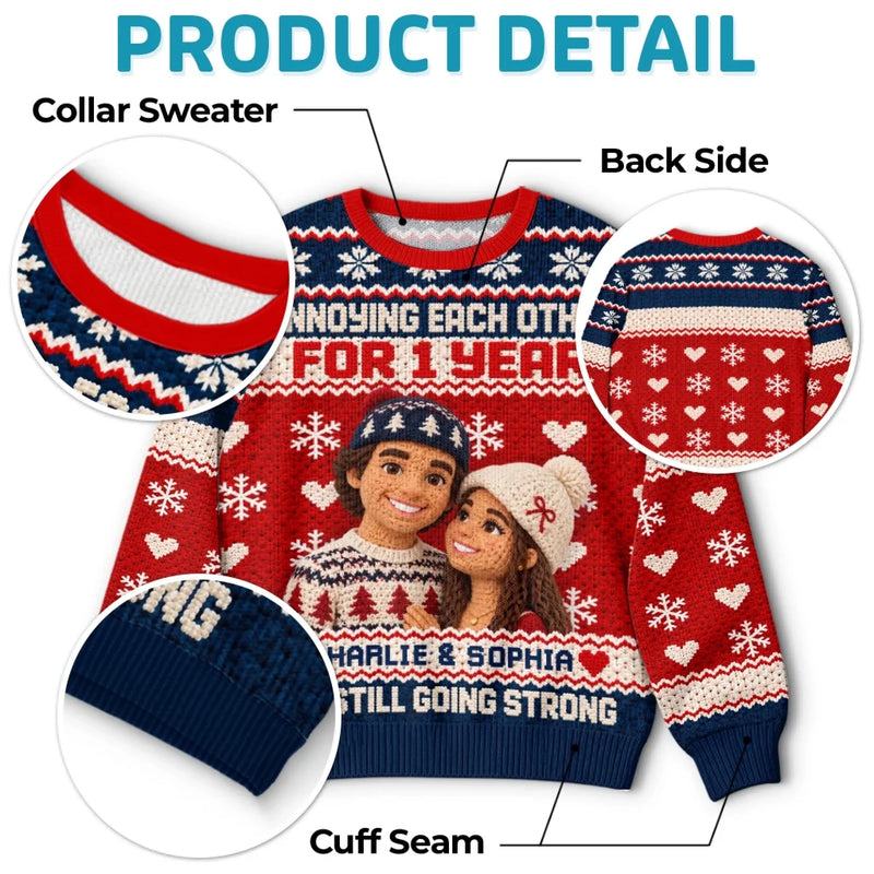 Custom Photo Annoying Each Other Christmas Gifts For Couples - Personalized Ugly Sweatshirt