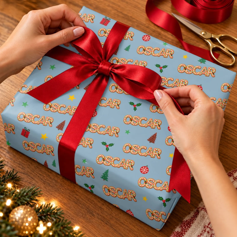 Custom Christmas Name Pattern for Family Presents - Personalized Wrapping Paper