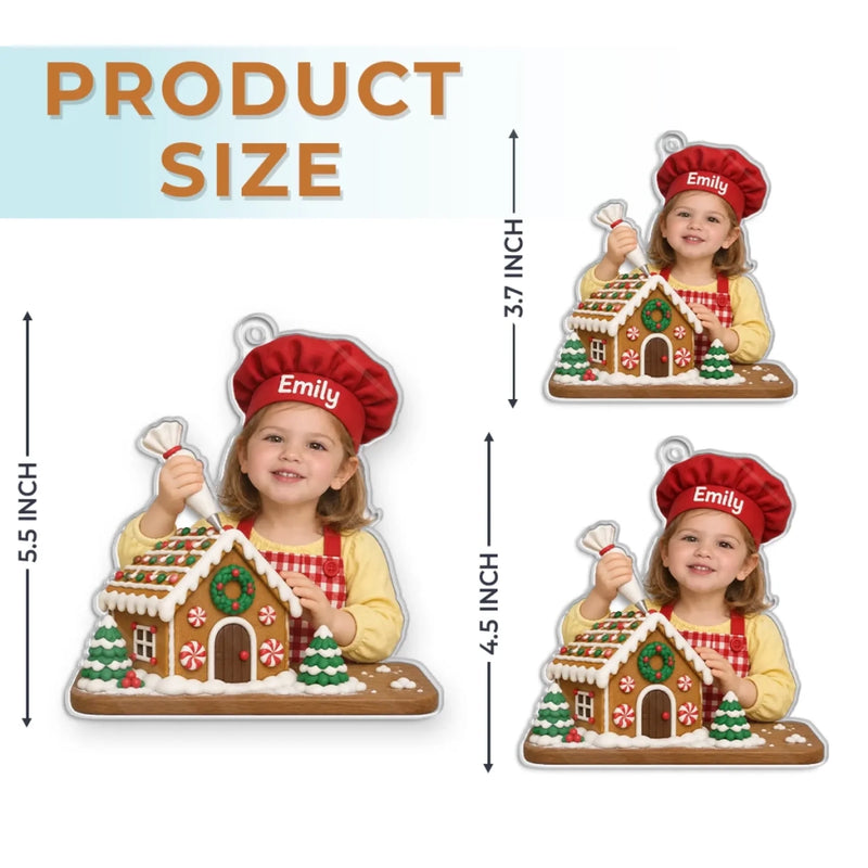 Custom Photo Gingerbread Baking Christmas Gifts for Kids - Personalized Acrylic Ornament