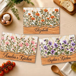 Custom Name Flower Garden Kitchen Decor Gifts For Her - Personalized Glass Cutting Board