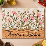 Custom Name Flower Garden Kitchen Decor Gifts For Her - Personalized Glass Cutting Board