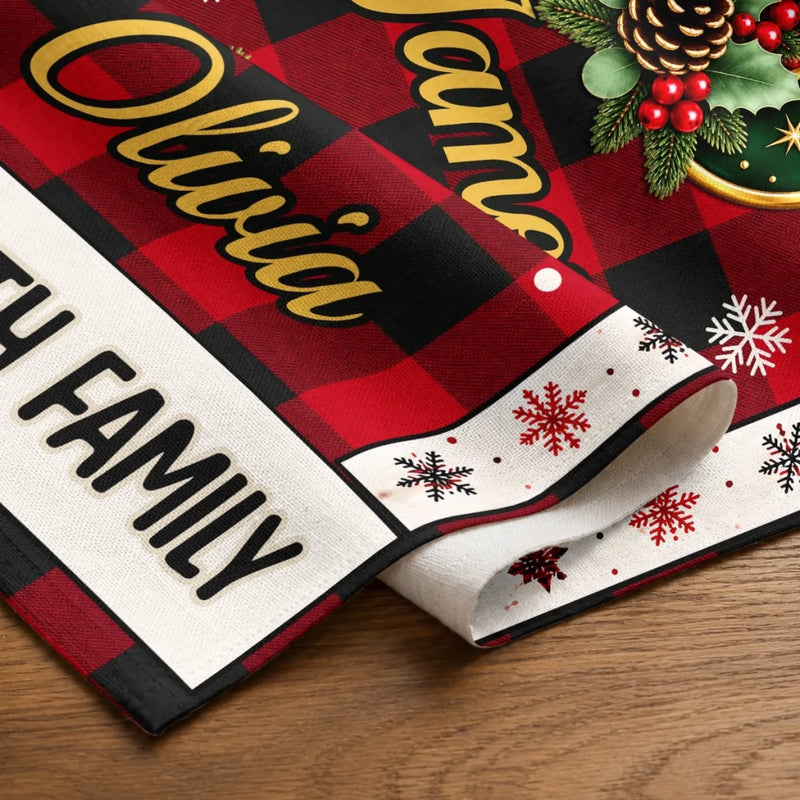 Custom Christmas Name and Initial Family Decor - Personalized Table Runner