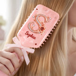 Custom Name Floral Initial Gifts For Women - Personalized Paddle Hair Brush