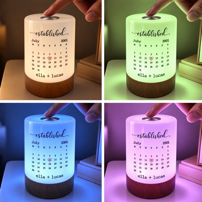 Custom Name and Date Anniversary Gifts for Couples - Personalized Dimmable Touch Night Light