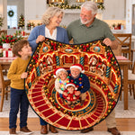 Custom Photo Christmas Carousel Family Decor - Personalized Quilted Round Mat