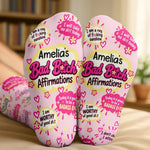 Custom Name Badass Affirmation Gifts for Women - Personalized Crew Socks