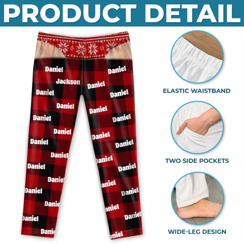 Custom Name Buffalo Plaid Gifts for Men - Personalized Pajama Pants