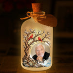 Custom Photo Cardinal Remembrance Decor - Personalized Glass Bottle LED Light