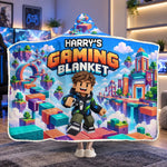 Custom Photo Pixel Gamer Adventure Gifts for Kids - Personalized Snuggle Blanket