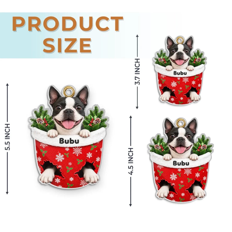 Custom Pet Photo Christmas Keepsake Gifts For Pet Lovers  - Personalized Acrylic Ornament