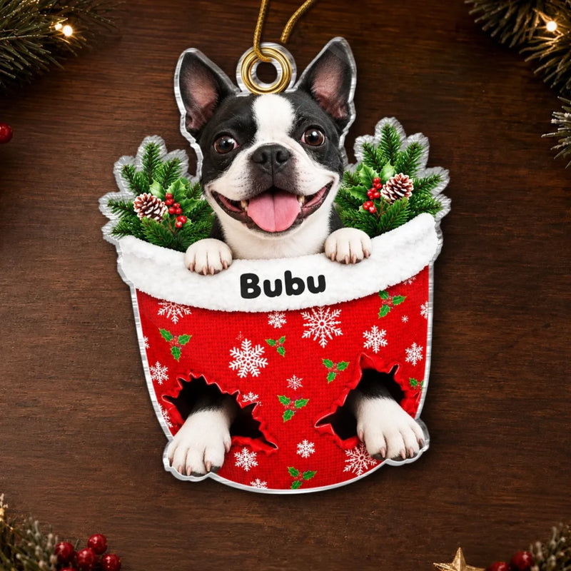Custom Pet Photo Christmas Keepsake Gifts For Pet Lovers  - Personalized Acrylic Ornament
