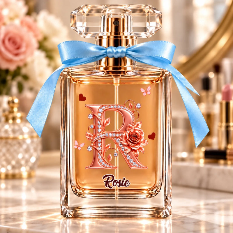Custom Name Rose Initial Gifts For Women - Personalized Refillable Perfume Bottle