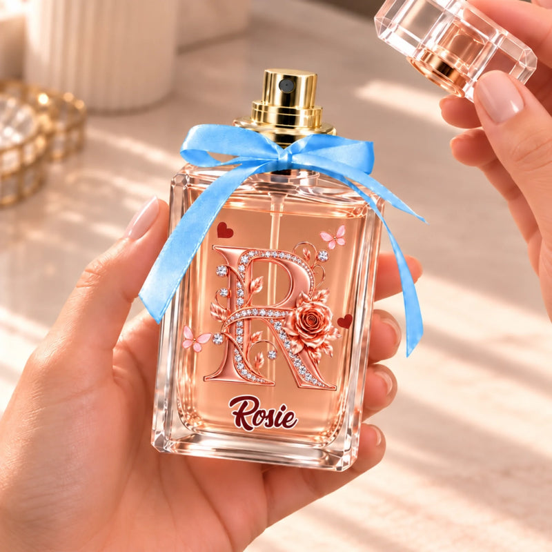 Custom Name Rose Initial Gifts For Women - Personalized Refillable Perfume Bottle