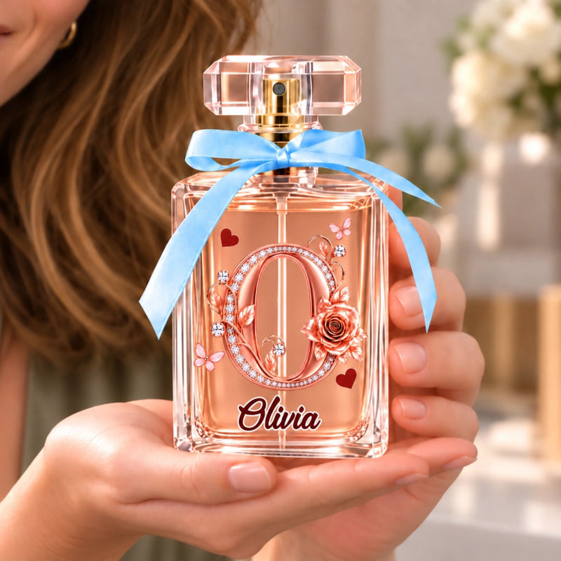 Custom Name Rose Initial Gifts For Women - Personalized Refillable Perfume Bottle