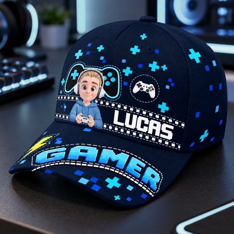 Custom Name Gamer Gifts for Kids - Personalized Classic Cap