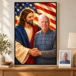 Custom Photo Jesus and American Flag Christian Decor - Personalized Poster