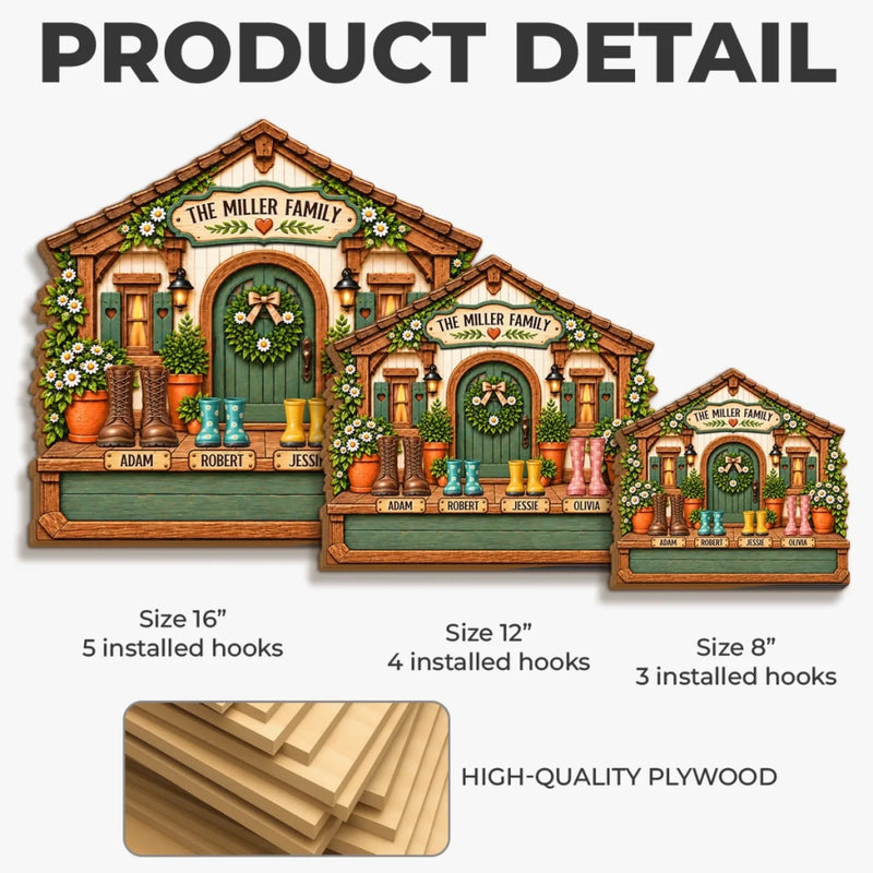 Custom Family Name Key Holder Gifts - Personalized Wooden Key Holder
