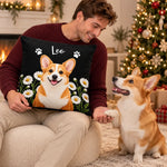 Custom Pet Photo and Name Floral Gifts for Dog and Cat Lovers - Personalized Pillow