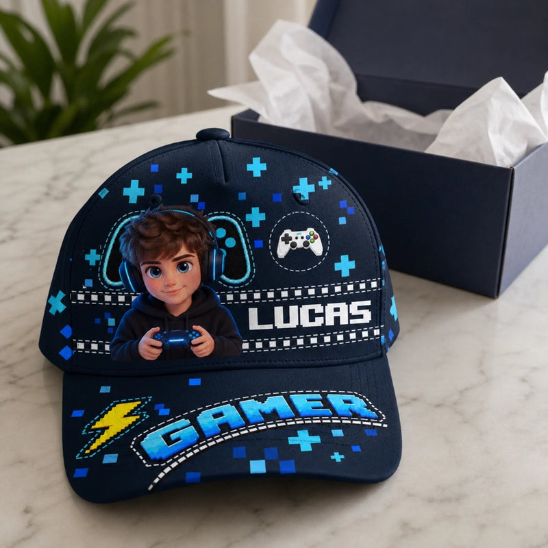 Custom Name Video Game Character Gifts for Boys - Personalized Classic Cap