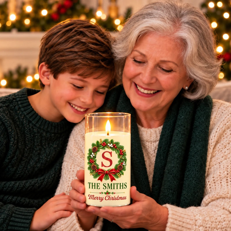 Custom Name Christmas Gifts for Families - Personalized LED Candle Light