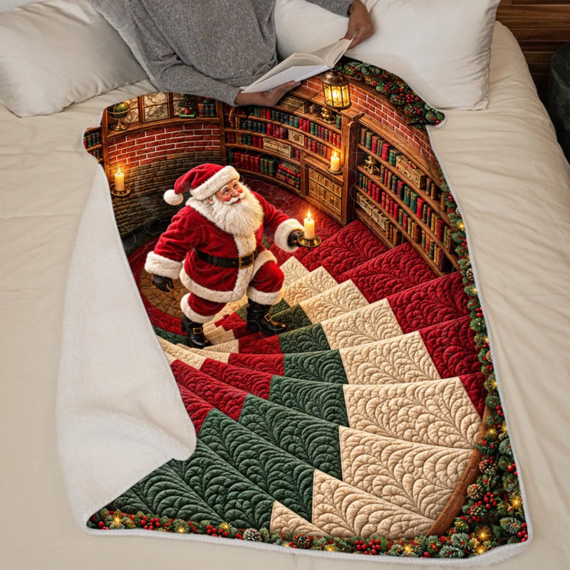 Custom Christmas Santa Library Decor - Personalized Blanket