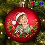 Custom Photo Christmas Gifts For Families - Personalized Full Wrap Ball Ornament