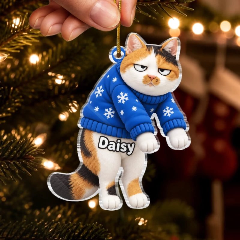 Custom Pet Photo Christmas Keepsake Gifts For Dog and Cat Lovers - Personalized Acrylic Ornament