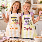 Custom Name Floral Stand Mixer Gifts For Bakers - Personalized Apron With Pocket