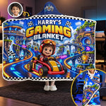 Custom Photo Racing Game Gifts for Kids - Personalized Snuggle Blanket