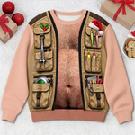 Custom Skin Tone Funny Christmas Fishing Vest Gifts for Men - Personalized Ugly Sweatshirt