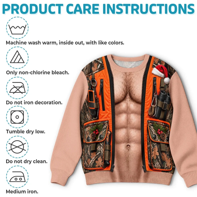 Custom Skin Tone Funny Christmas Hunting Vest Gifts for Couples - Personalized Ugly Sweatshirt