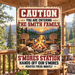 Custom Name S'mores Station Family Campfire Decor - Personalized Metal Sign