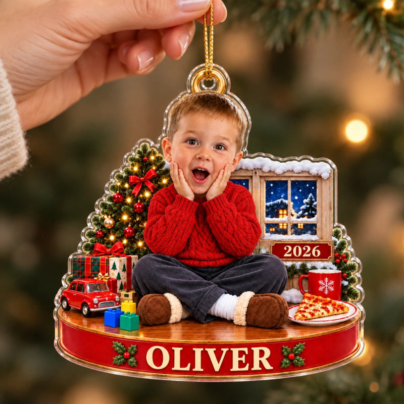 Custom Photo Surprised Kids Christmas Gifts - Personalized Acrylic Ornament
