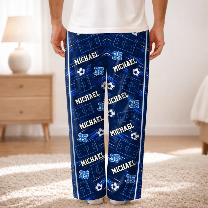 Custom Name Number Soccer Player Gifts For Boys - Personalized Pajamas Pants