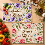 Custom Flower Garden Kitchen Gifts For Women - Personalized Glass Cutting Board